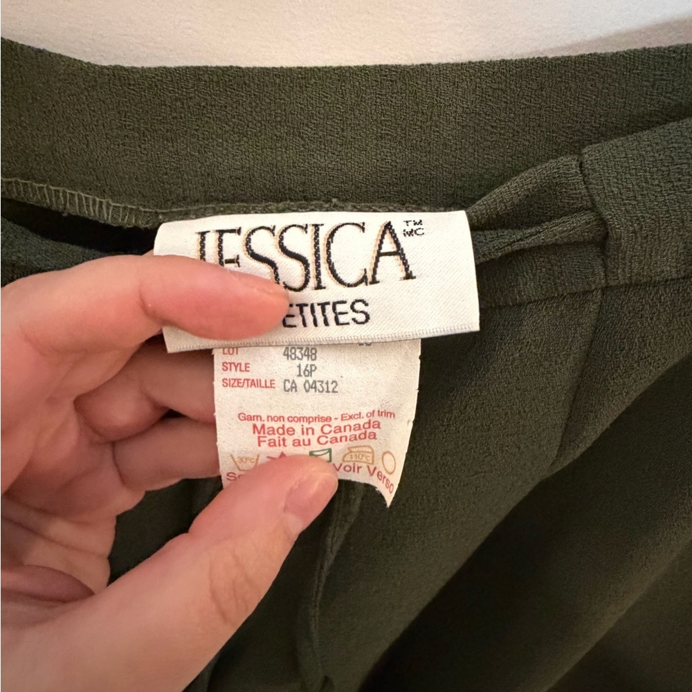 ✨ Vintage Jessica Petites Olive High-Waisted Pants – Size 16P ✨ - Picture 2 of 2